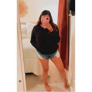 Modern Canvas Quilted Sweater Pullover Black